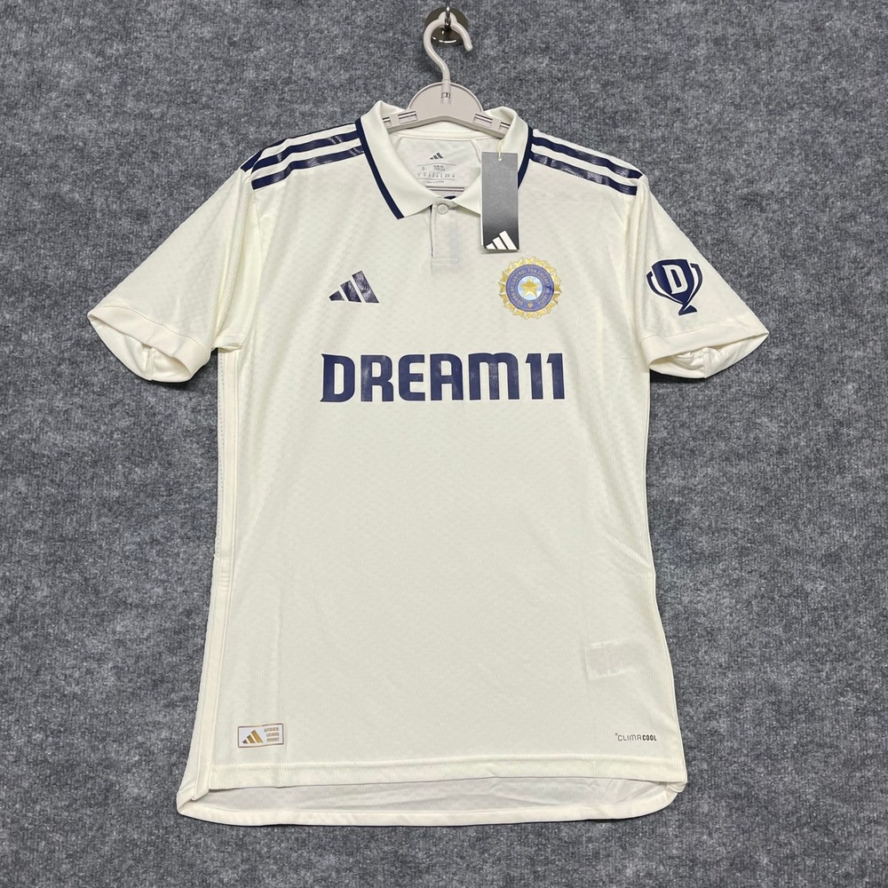 India Cricket Team Match Jersey Mens Small Off White Dream11 Adidas Authentic